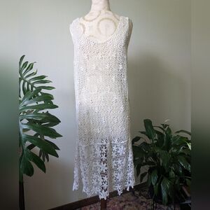 Elegant White Crochet Swim Coverup